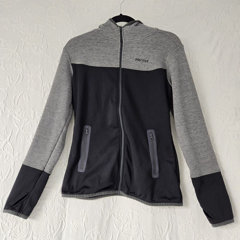 Marmot Sirona Fleece Hoodie Black Dark Steel Women Medium Athletic Athleisure